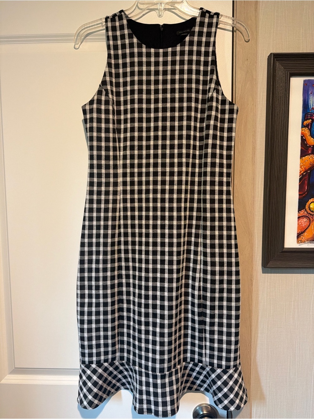 Ann Taylor Black and White Checkered Sleeveless Sheath Dress
